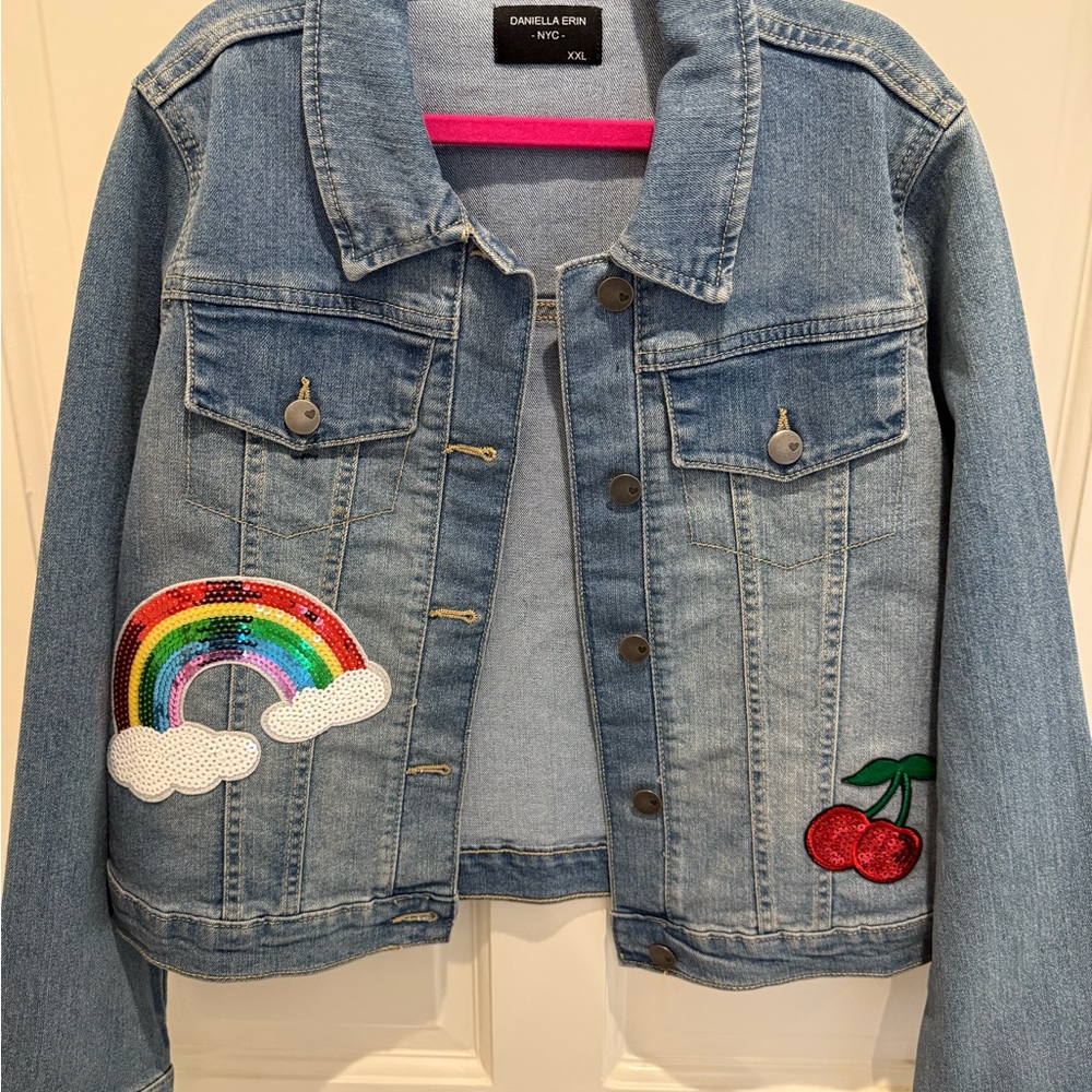 Like new Daniella Erin custom sequin Kids Denim Jacket - Blue